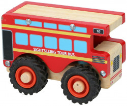 Wooden car 12cm - sightseeing bus