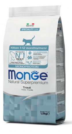 Monge Cat Kitten Monoprotein Trout  (pisztráng) Új! 1,5kg