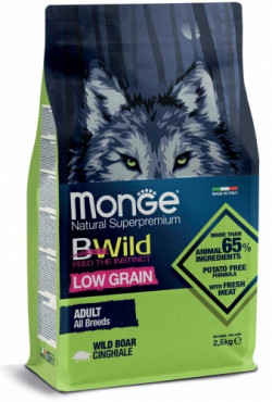 Monge Dog Low Grain – Wild Boar – All Breeds Adult Vaddisznó 2,5 kg