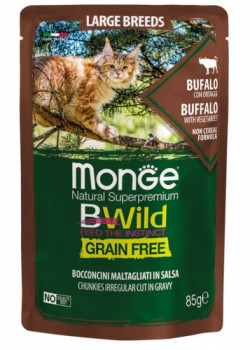 Monge Cat Grain Free – Chunkies irregular cut in gravy – Buffalo with Vegetables – All Life Stage Large Breeds