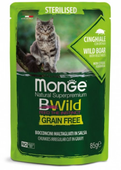 Monge Cat Grain Free – Chunkies irregular cut in gravy – Wild Boar with Vegetables – Sterilised