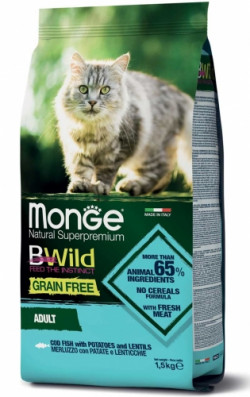 Monge Cat  Grain Free – Cod Fish with Potatoes and Lentils – Adult