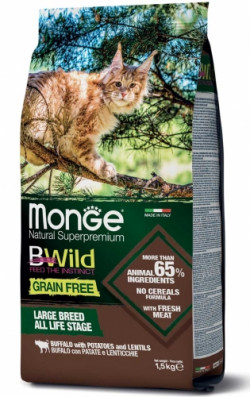 Monge Cat  Grain Free – Buffalo with Potatoes and Lentils – Large Breed All Life Stage